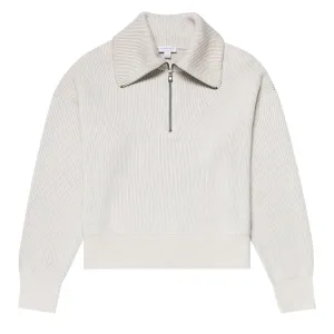 Lightweight insulation Sunspel Womens Ribbed Half Zip Jumper Ecru