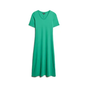 Superdry Womens Dress Midi Jersey SS V Neck Green Beach Cover
