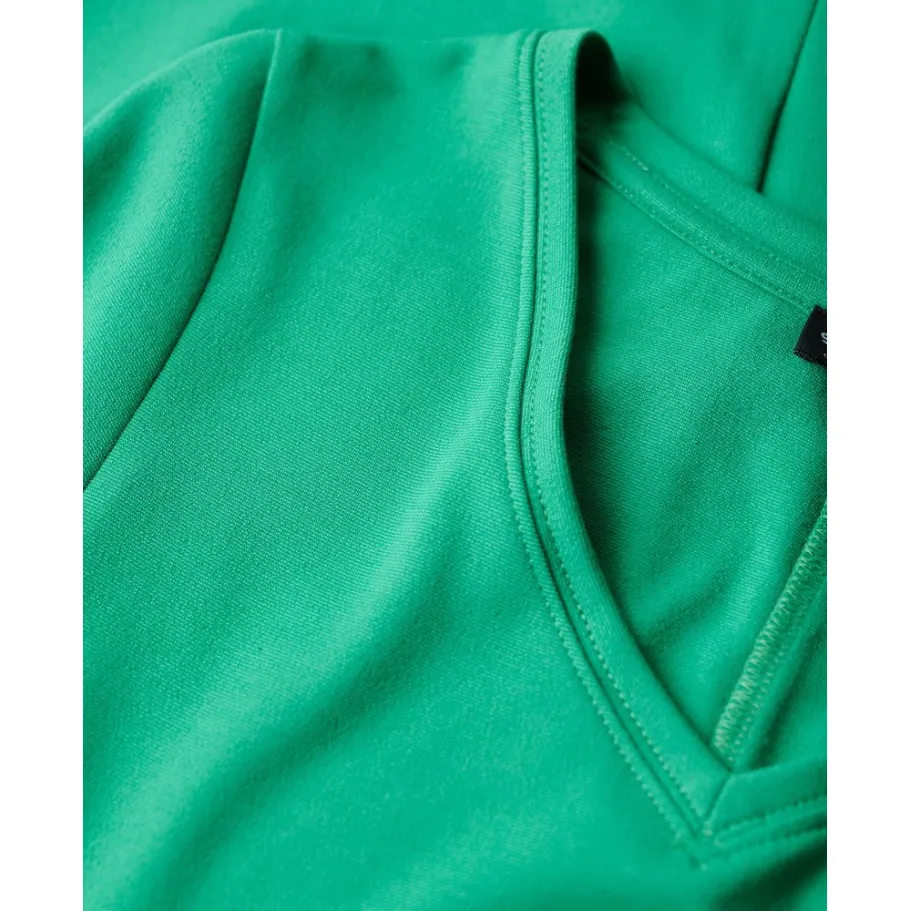Zip Closure Superdry Womens Dress Midi Jersey SS V Neck Green