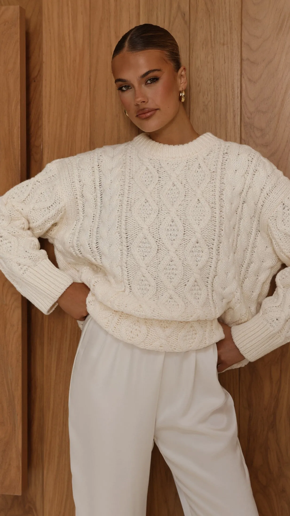 NoSnag Surface Surface Pilling Resistant Valentina Knit Sweater - Cream