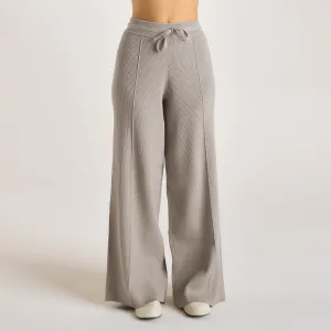 Wide Leg Knitted Pants - Warm Grey Tagless Labeling
