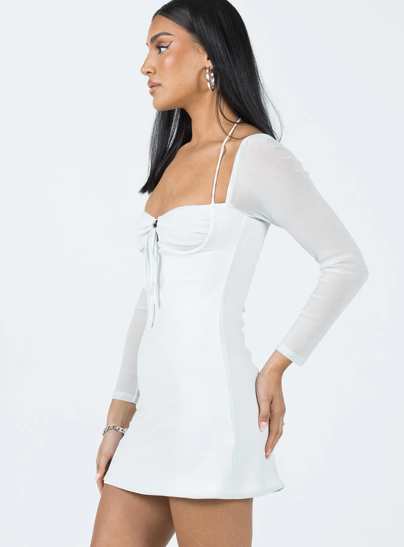 Stassie Mini Dress White Silky texture Poised Vibe