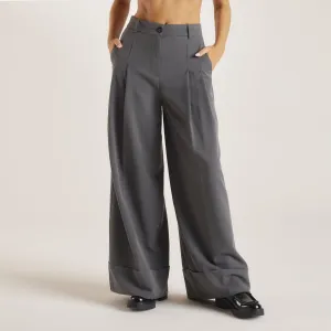 Tailored Turn-Up Pants - Charcoal Non Irritating Tags Casual Comfort Wear