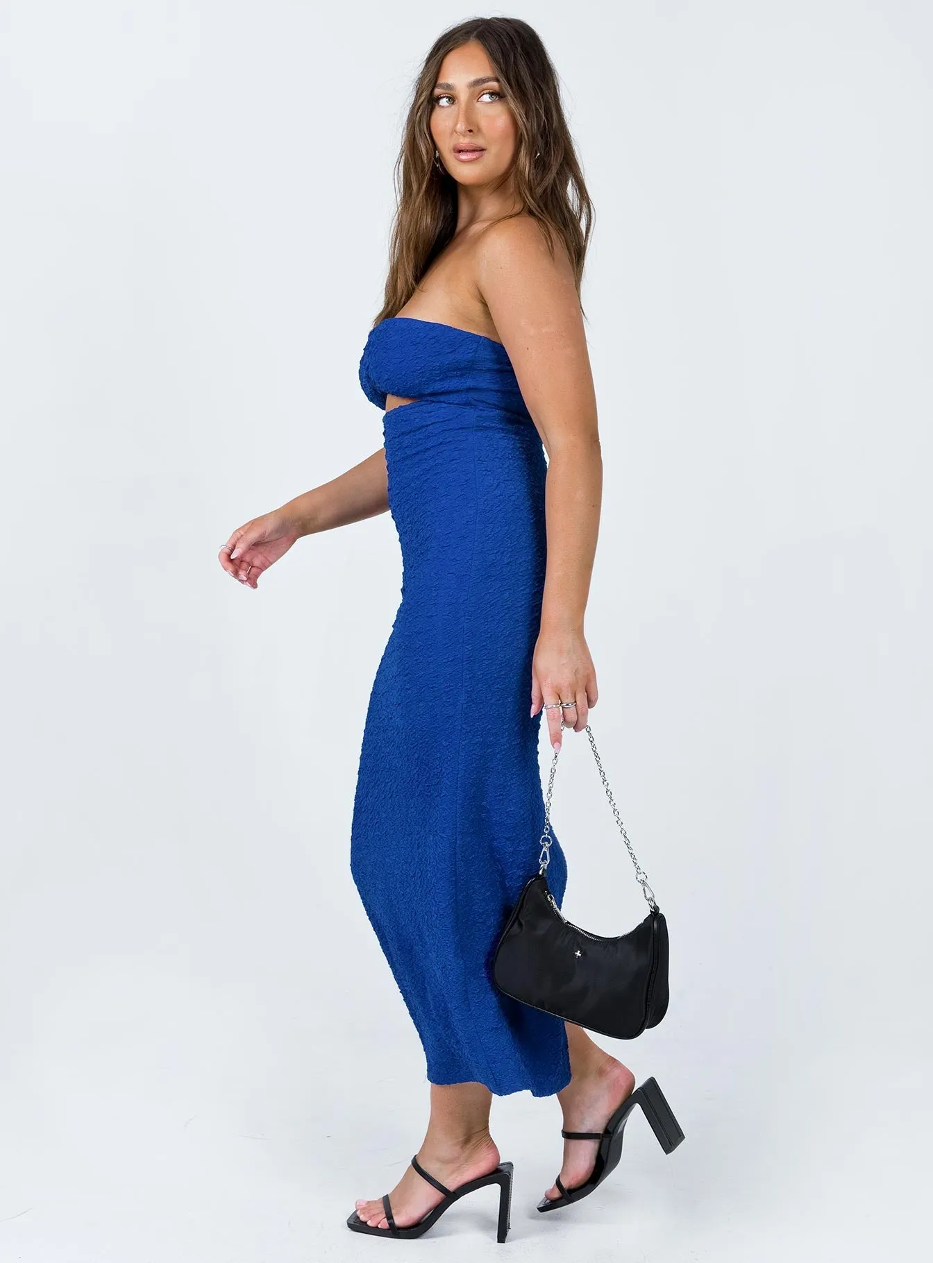 Formed Look Blush Shade Talena Strapless Midi Dress Blue