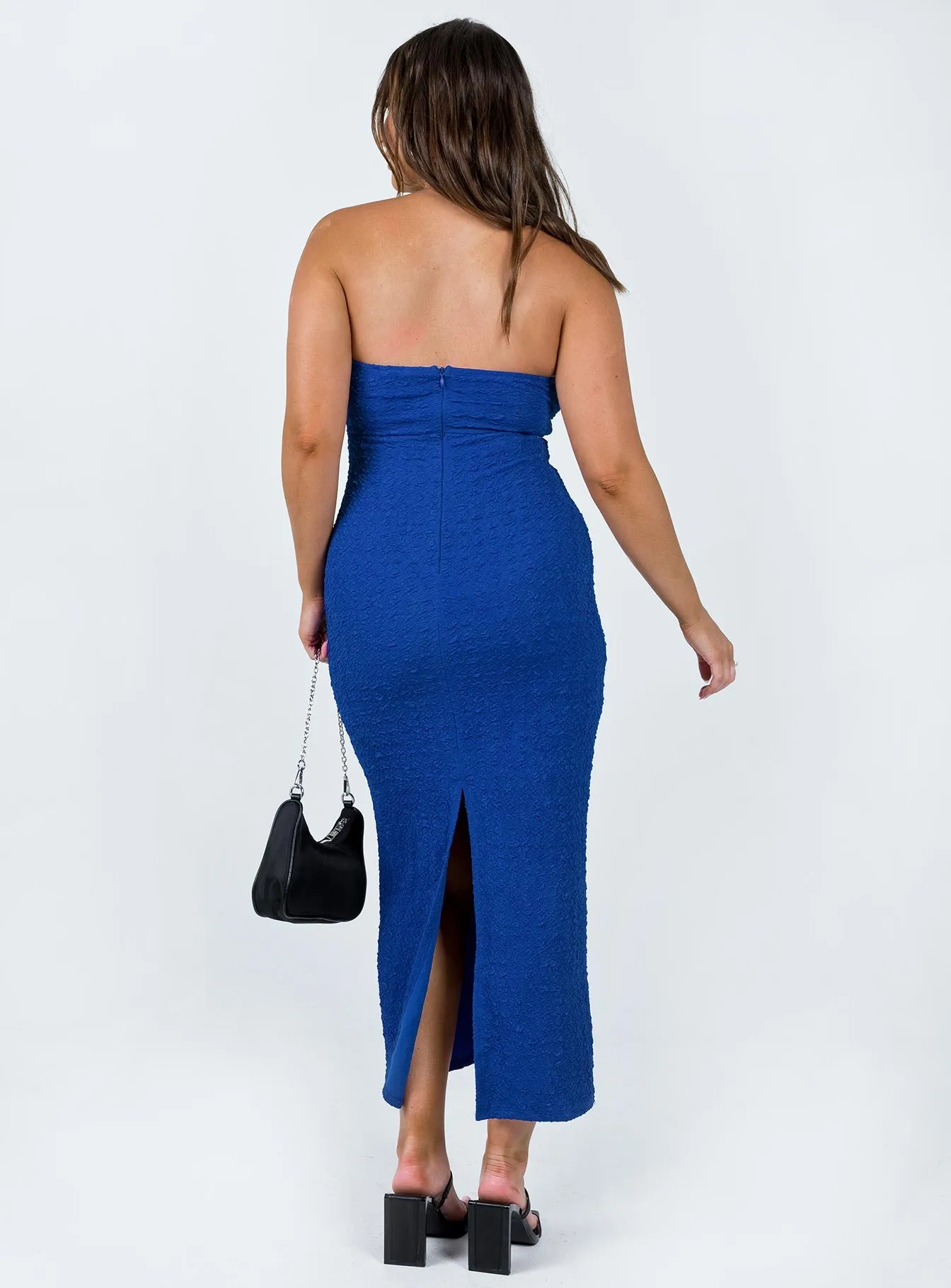 Talena Strapless Midi Dress Blue bold appearance Stylish Touch