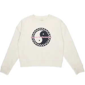 appropriate for winter goes with skirts T&C Surf Designs Women Checky Crew Sweat - Off White