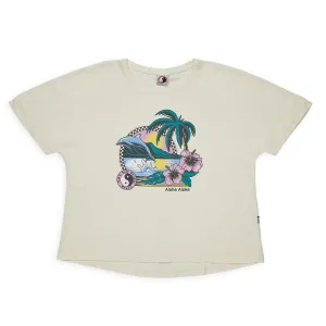 T&C Surf Designs Women Dolphins  S/S T-Shirt - Greige WrinkleResistant Texture Soft Layering