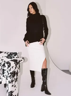 Creative Look Non Restrictive Fit Tanna Midi Skirt Cream