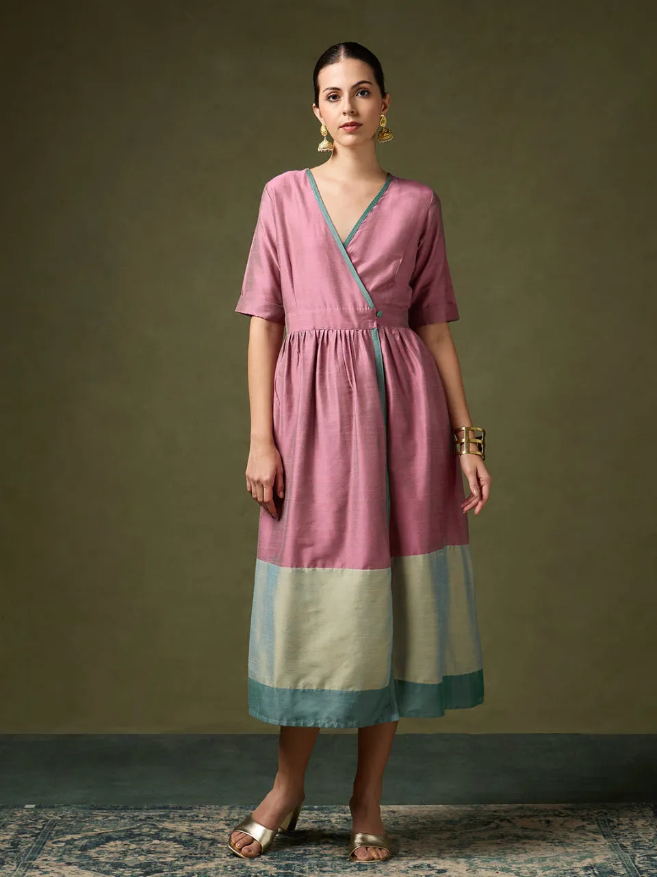 everyday elegance Tantu Elegant Pink Wrap Dress