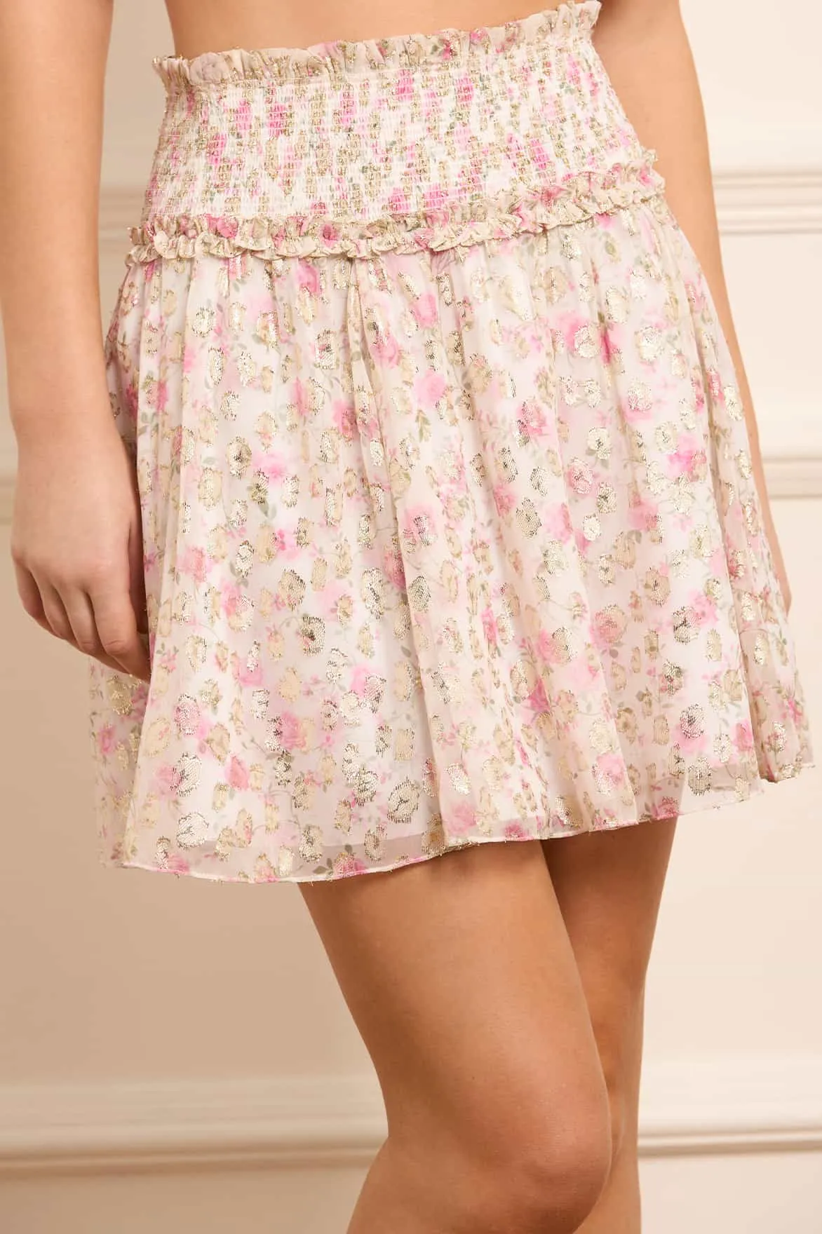 Rose Ditsy Lurex Micro Mini Skirt Fresh Fit