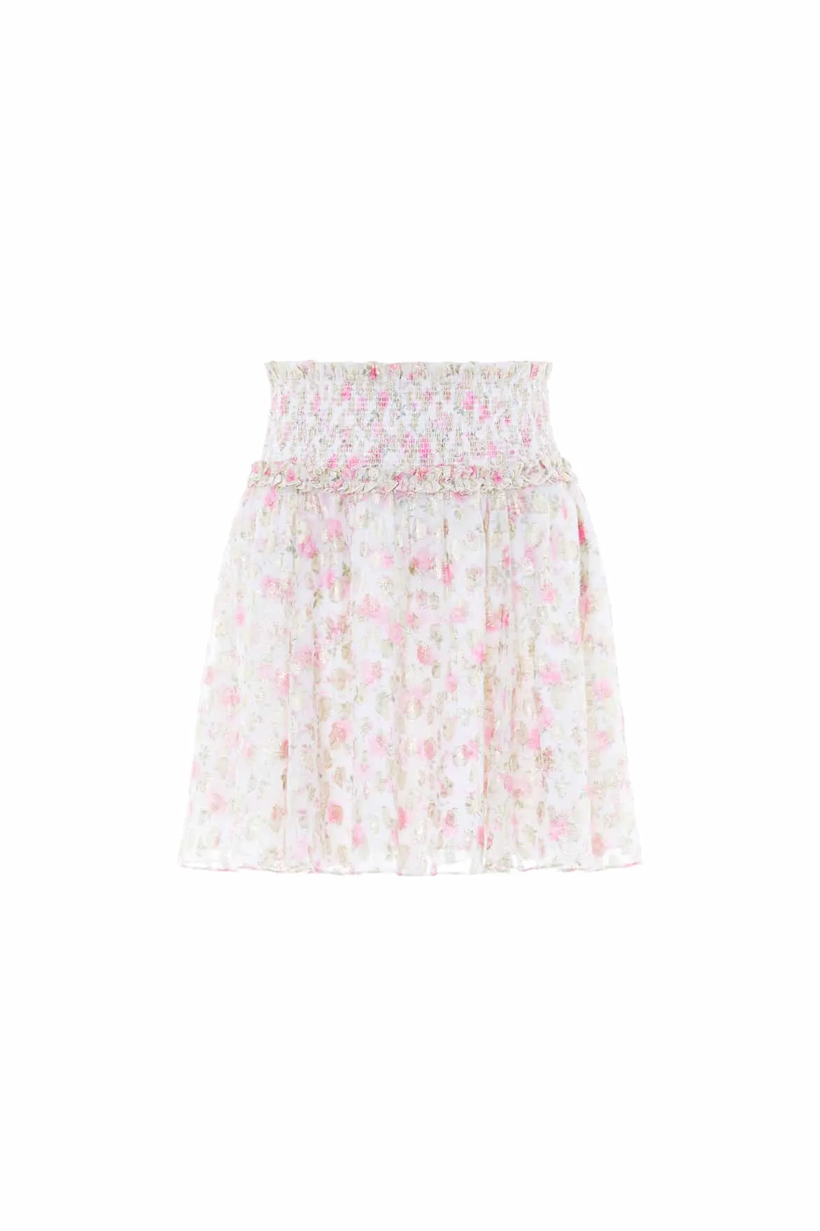 Minimal Design Chic Look Rose Ditsy Lurex Micro Mini Skirt