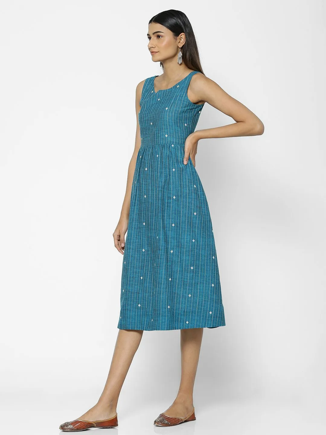Tall Girl Teal Jacquard Dress