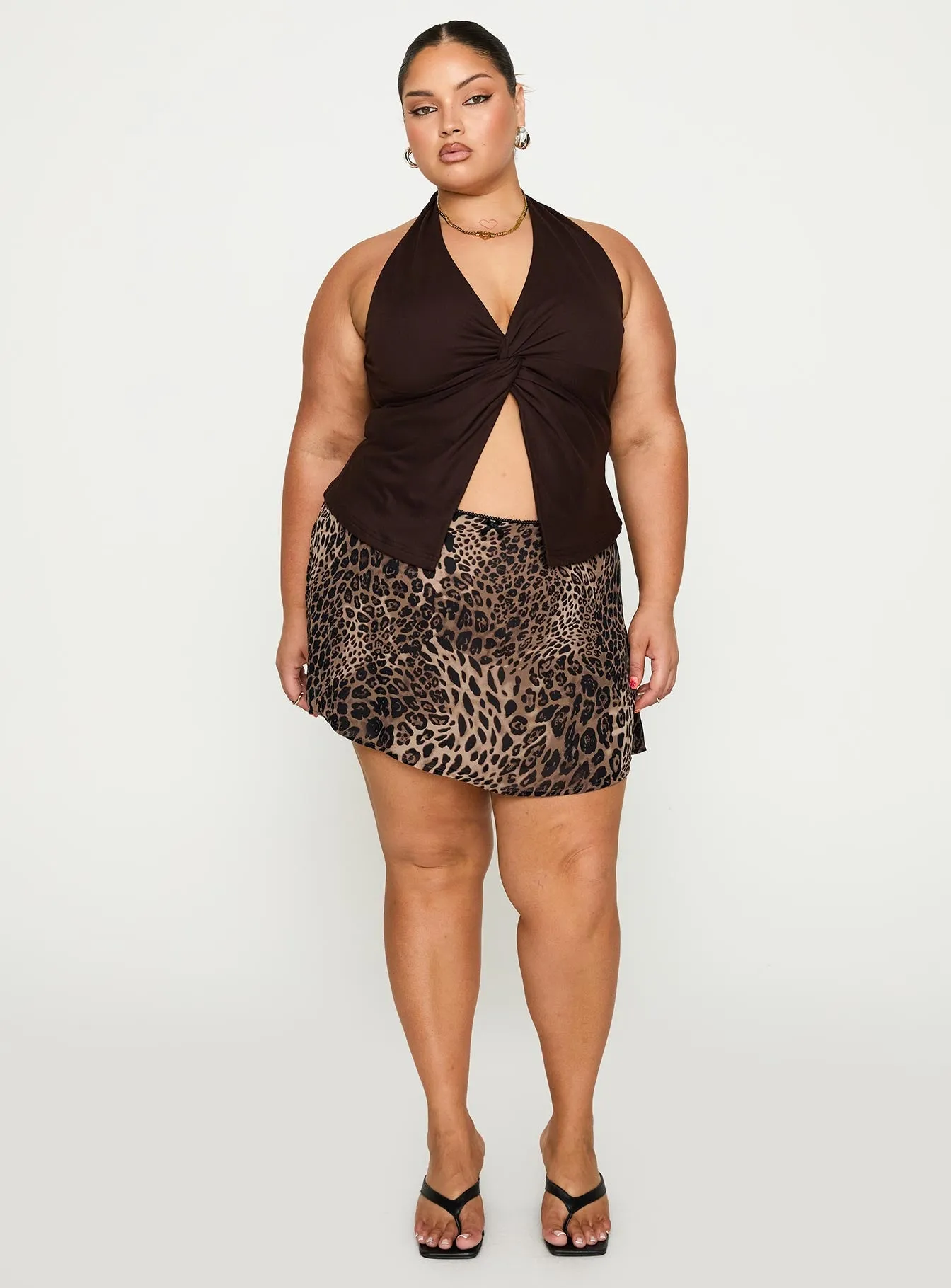 Refined Sophistication Modern Design Tejano Mini Skirt Leopard Curve