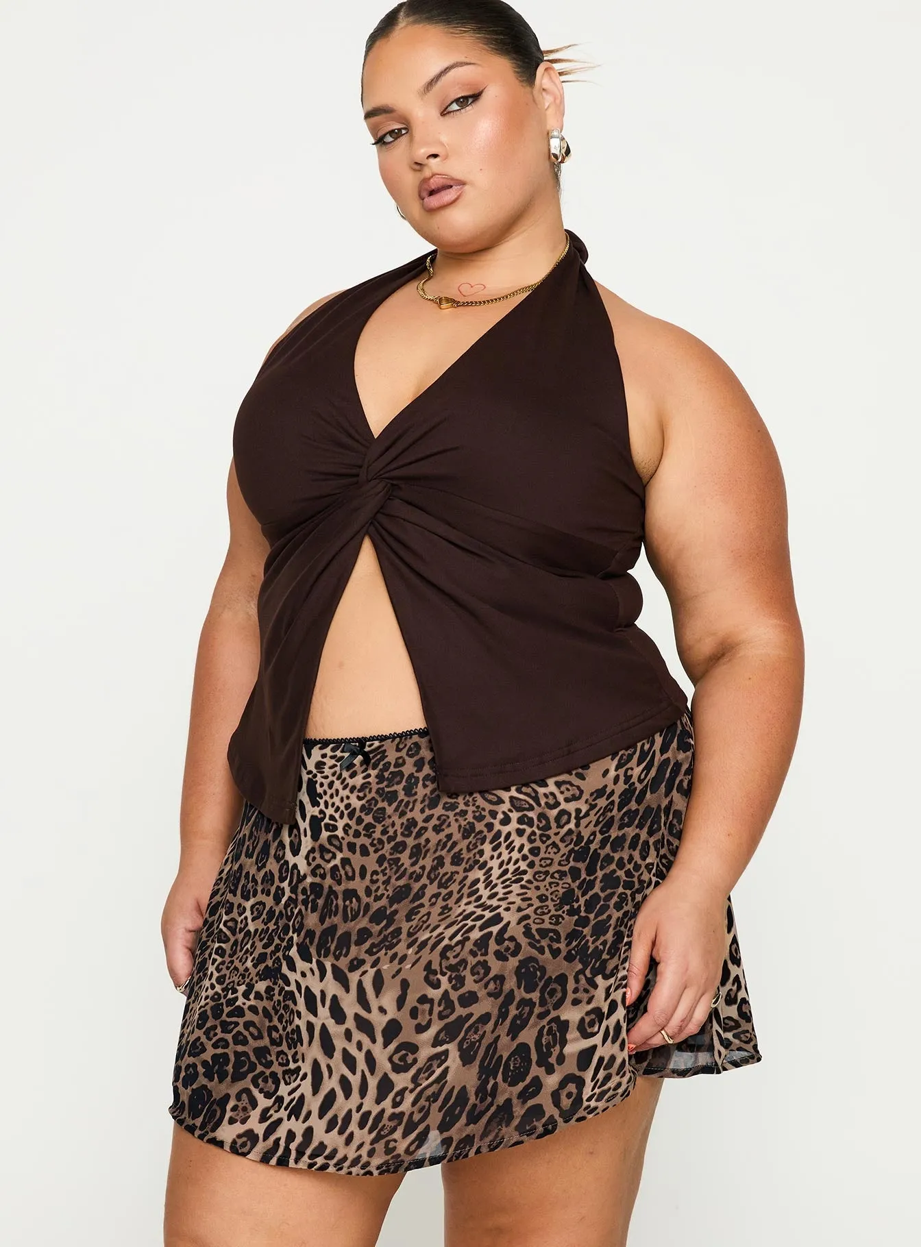 Tejano Mini Skirt Leopard Curve Breezy Flow