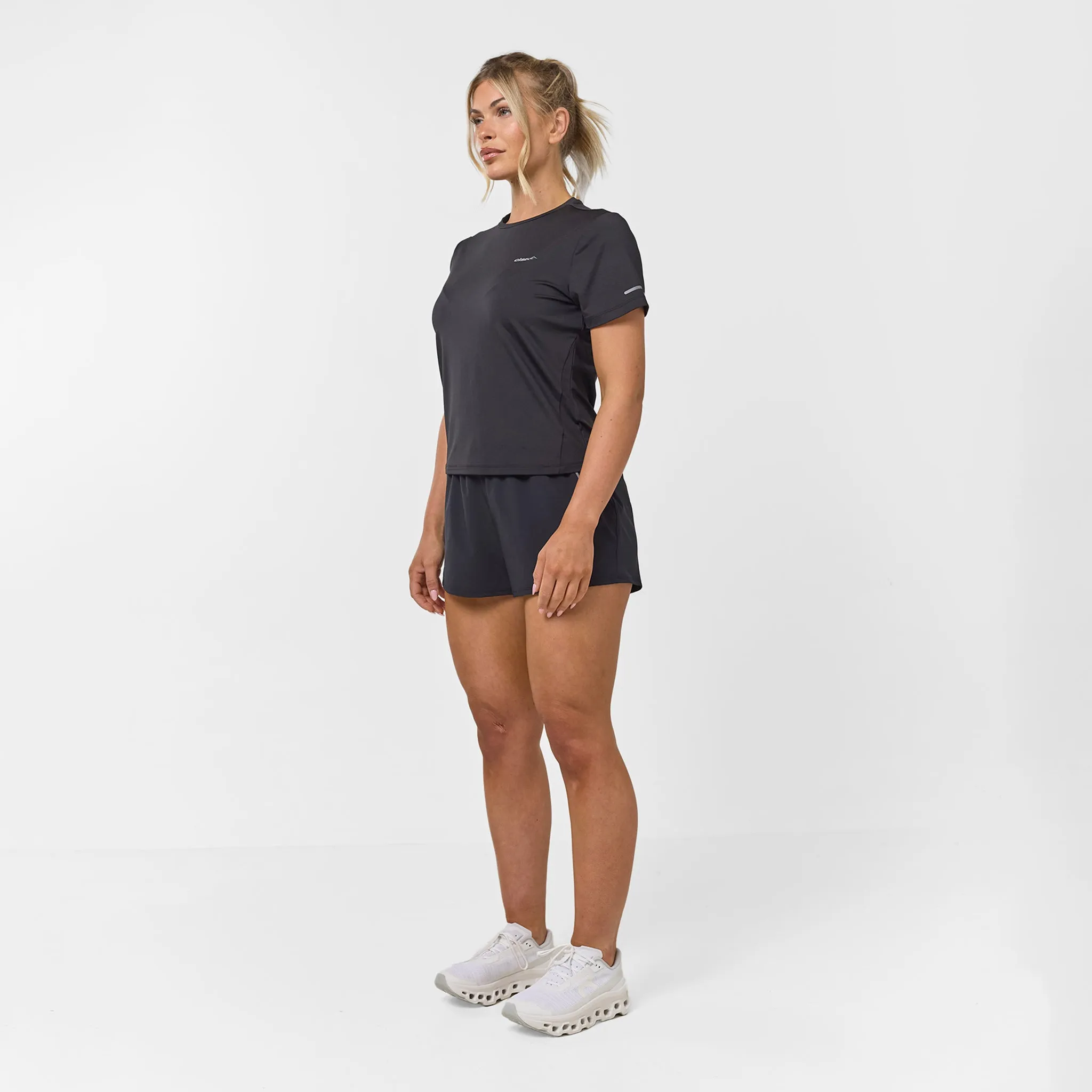 Core Running Short | Black rayon fabric Everyday Flex