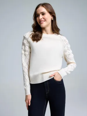 Low Maintenance Star Applique Argyle Sleeve Sweater