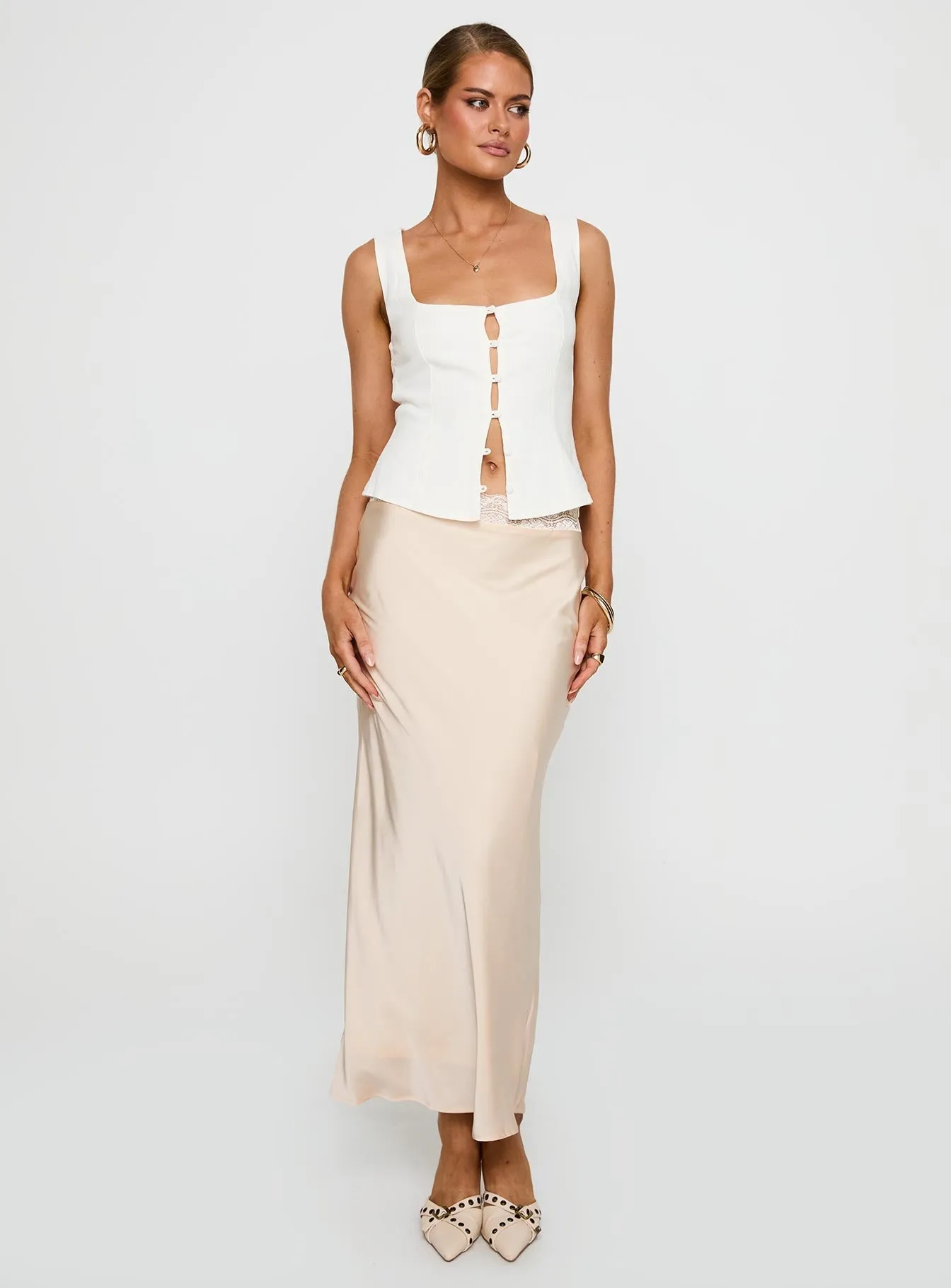 The Charmaine Maxi Skirt Cream Airy Look
