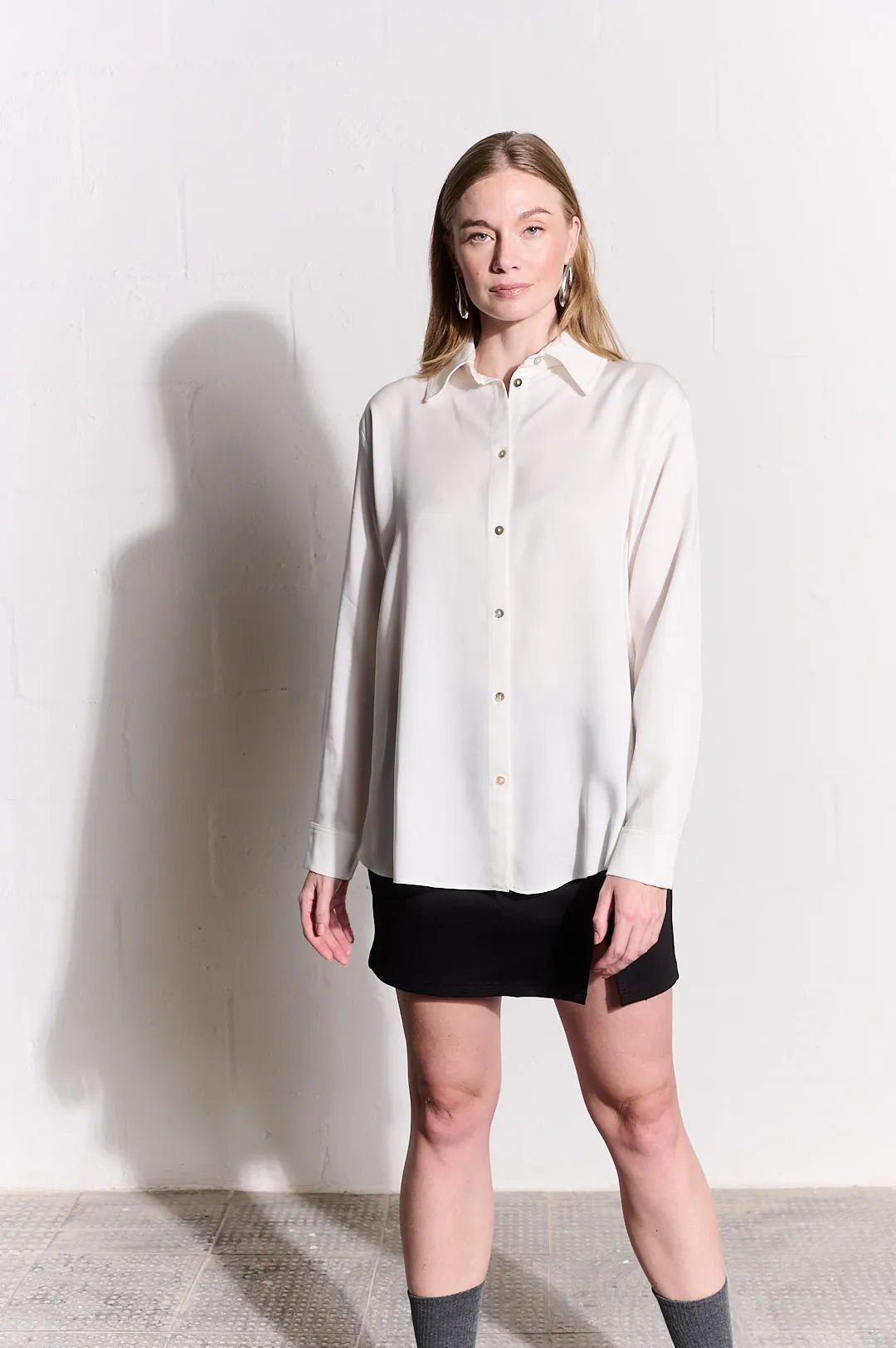 The Essential Shirt in Milk Breezy Design easy to pair