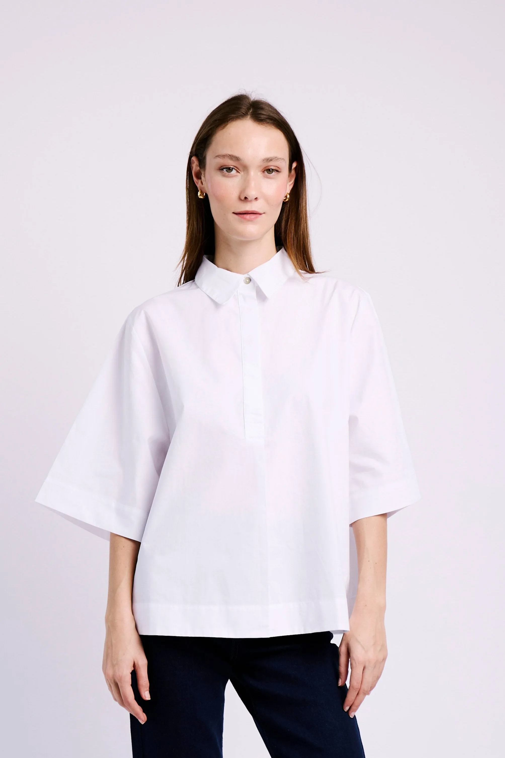Recycled Polyester Everyday Chic The Perfect Boxy Shirt in White