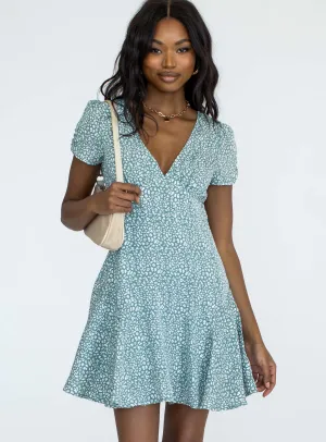 Light Aesthetic The Sting Mini Dress Green Leopard