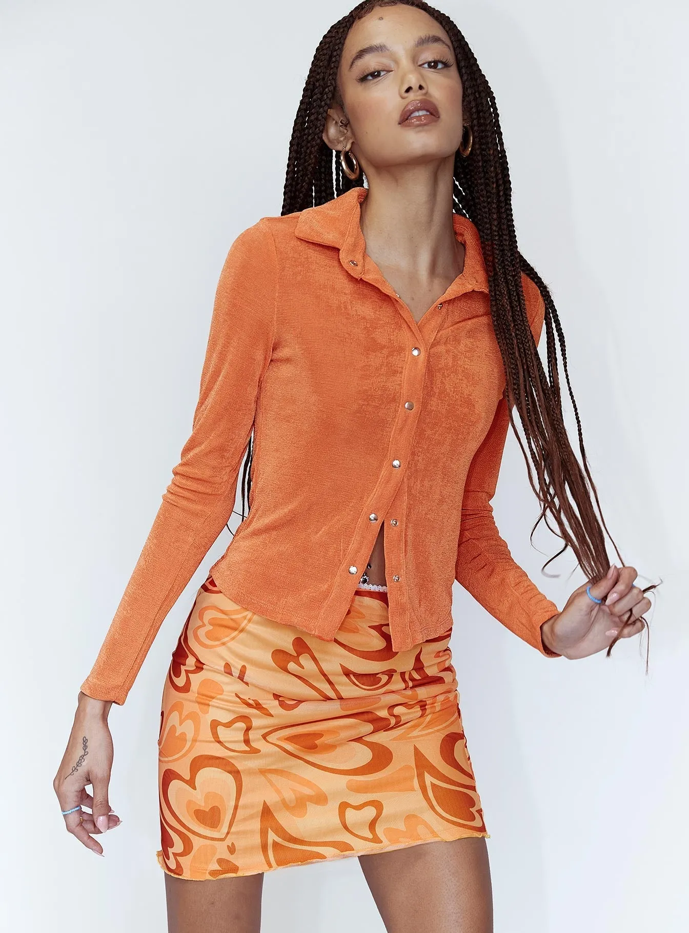 Outfit Lookbook Theordore Mini Skirt Orange