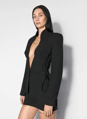 Lightweight Layer black sculptural laced jacket