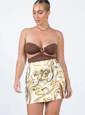 Dillion Mini Skirt Yellow Swirl Simple Layers
