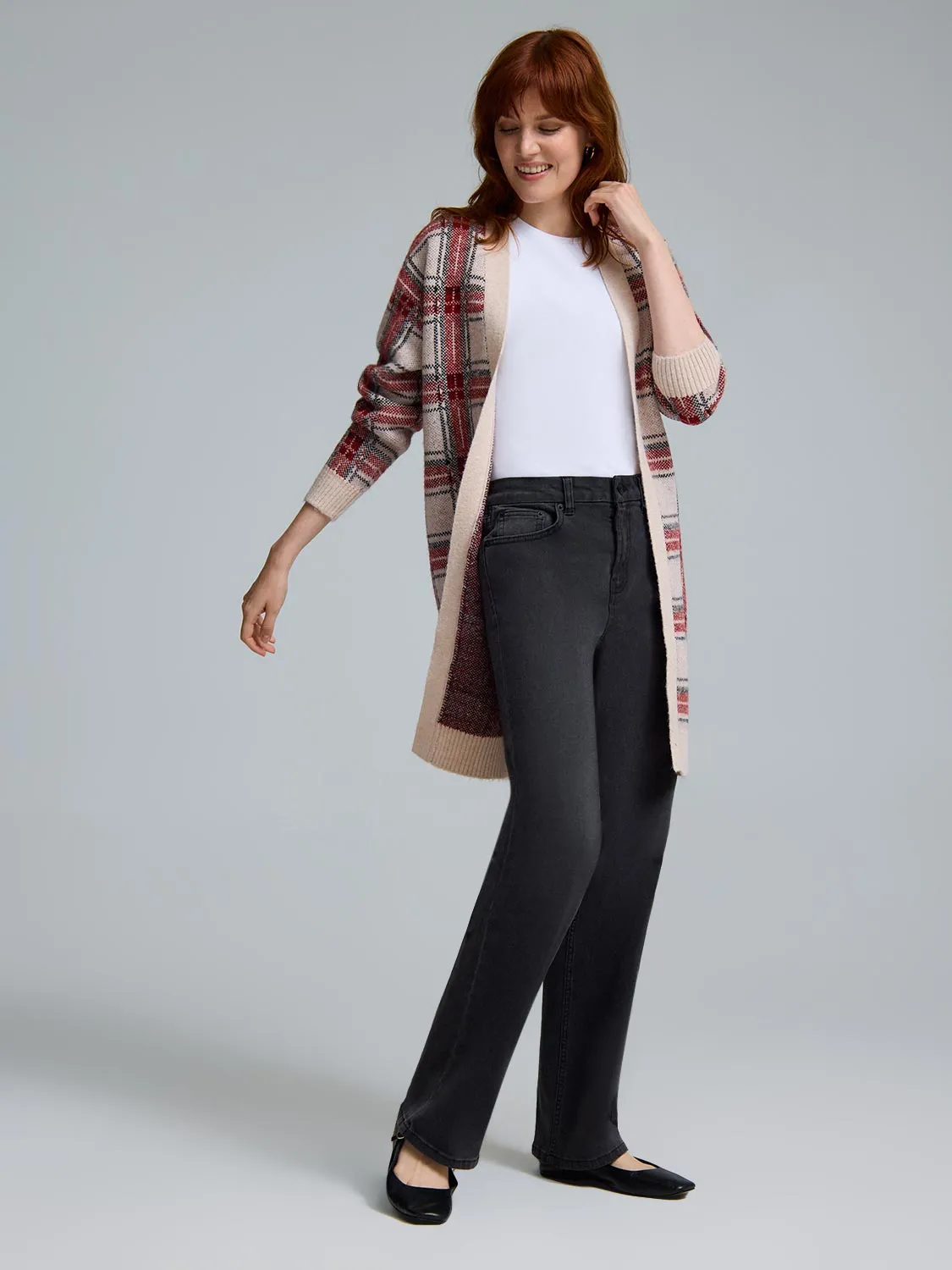 Modern Basic High Thread Count Grid Plaid Coatigan