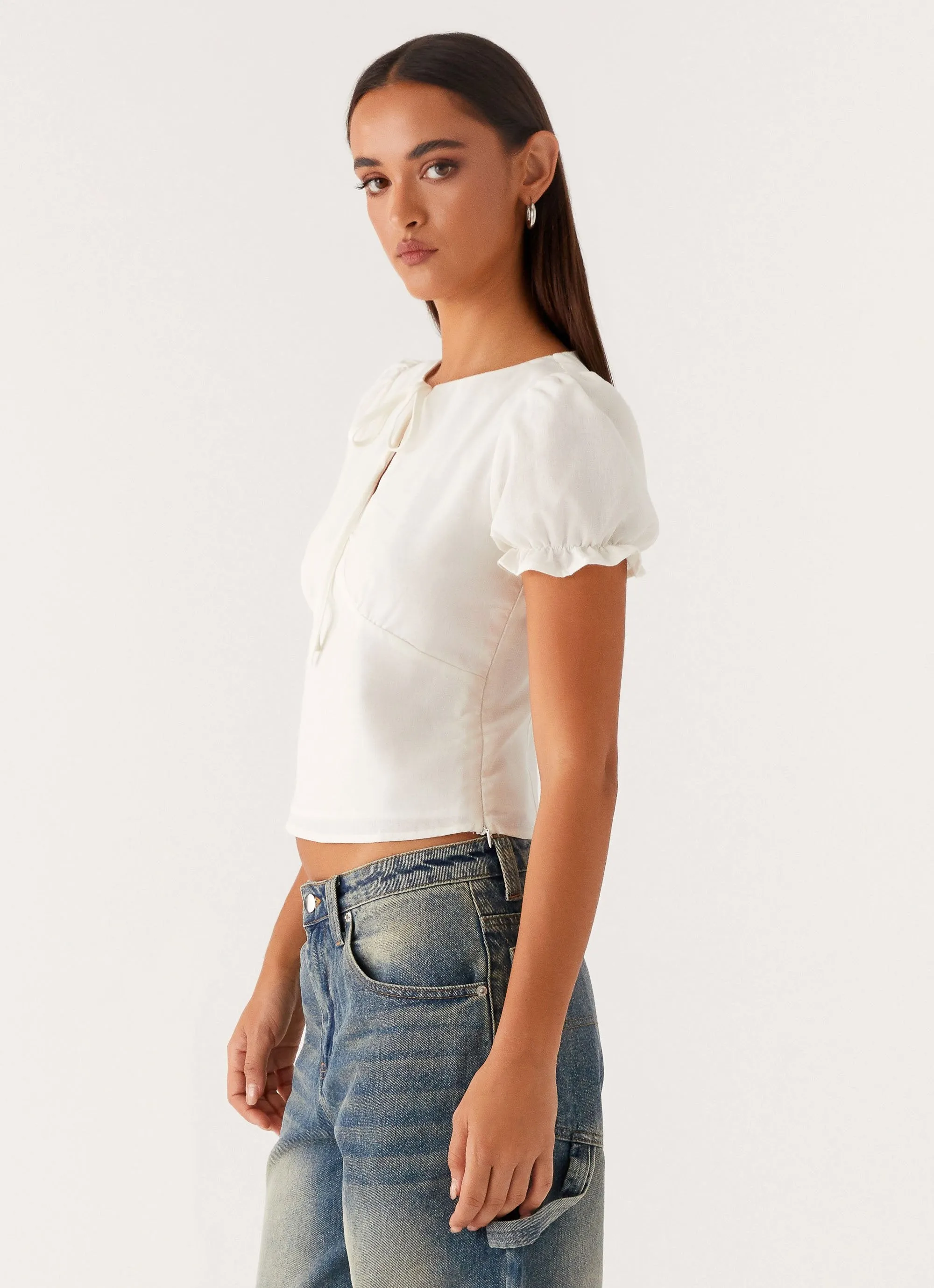 These Words Puff Sleeve Top - White Urban Style