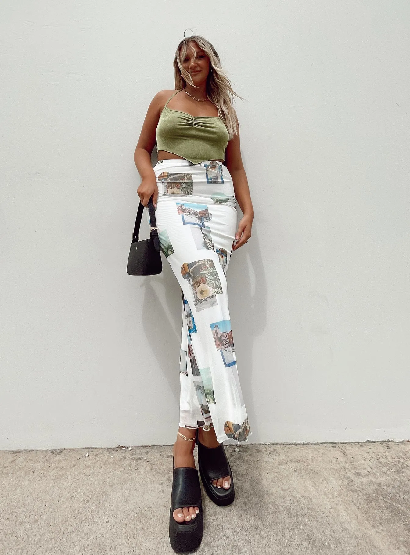 Through My Eyes Maxi Skirt White Retro Style Smart Design