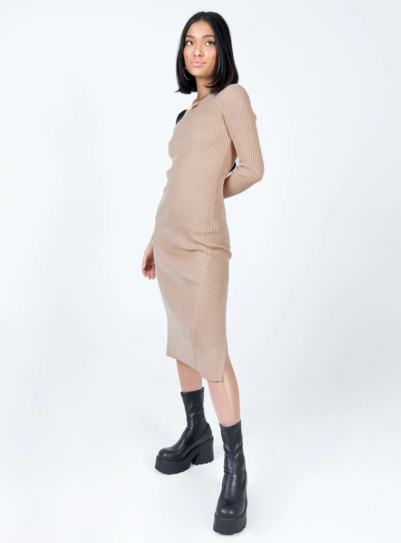Tiarnie Midi Dress Beige NonSlipClosure Inner lining