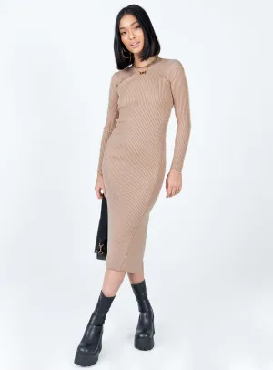 Casual Wear Free Shape Tiarnie Midi Dress Beige
