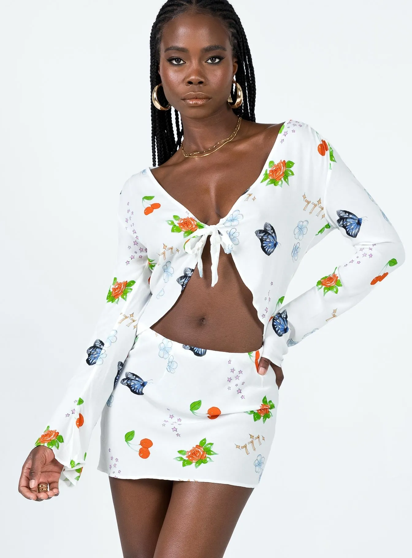 Drawn To You Mini Skirt Multi Unique Feature