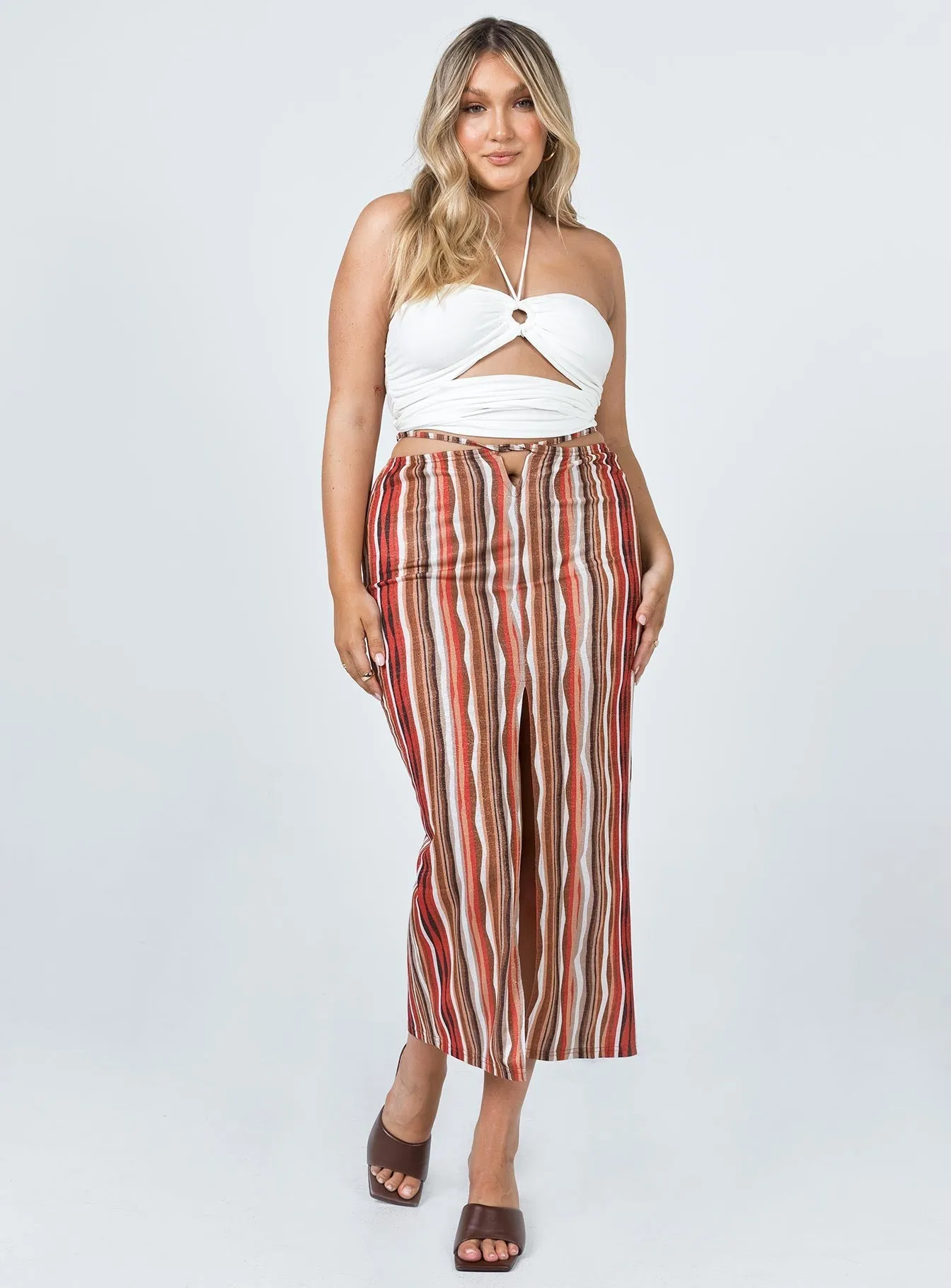 Molly Retro Stripe Midi Skirt Multi Breezy Flow