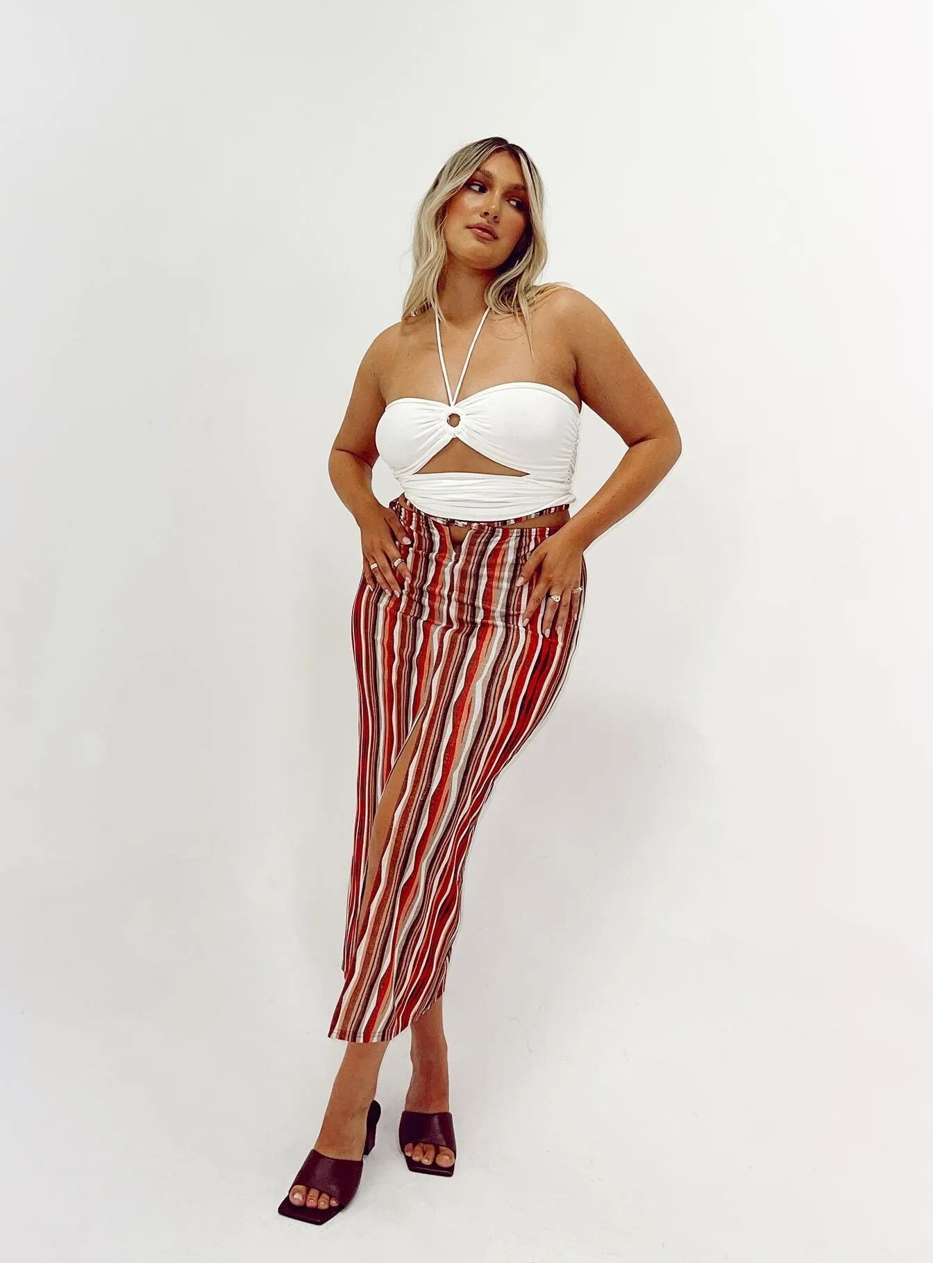 Reimagined Classic Molly Retro Stripe Midi Skirt Multi