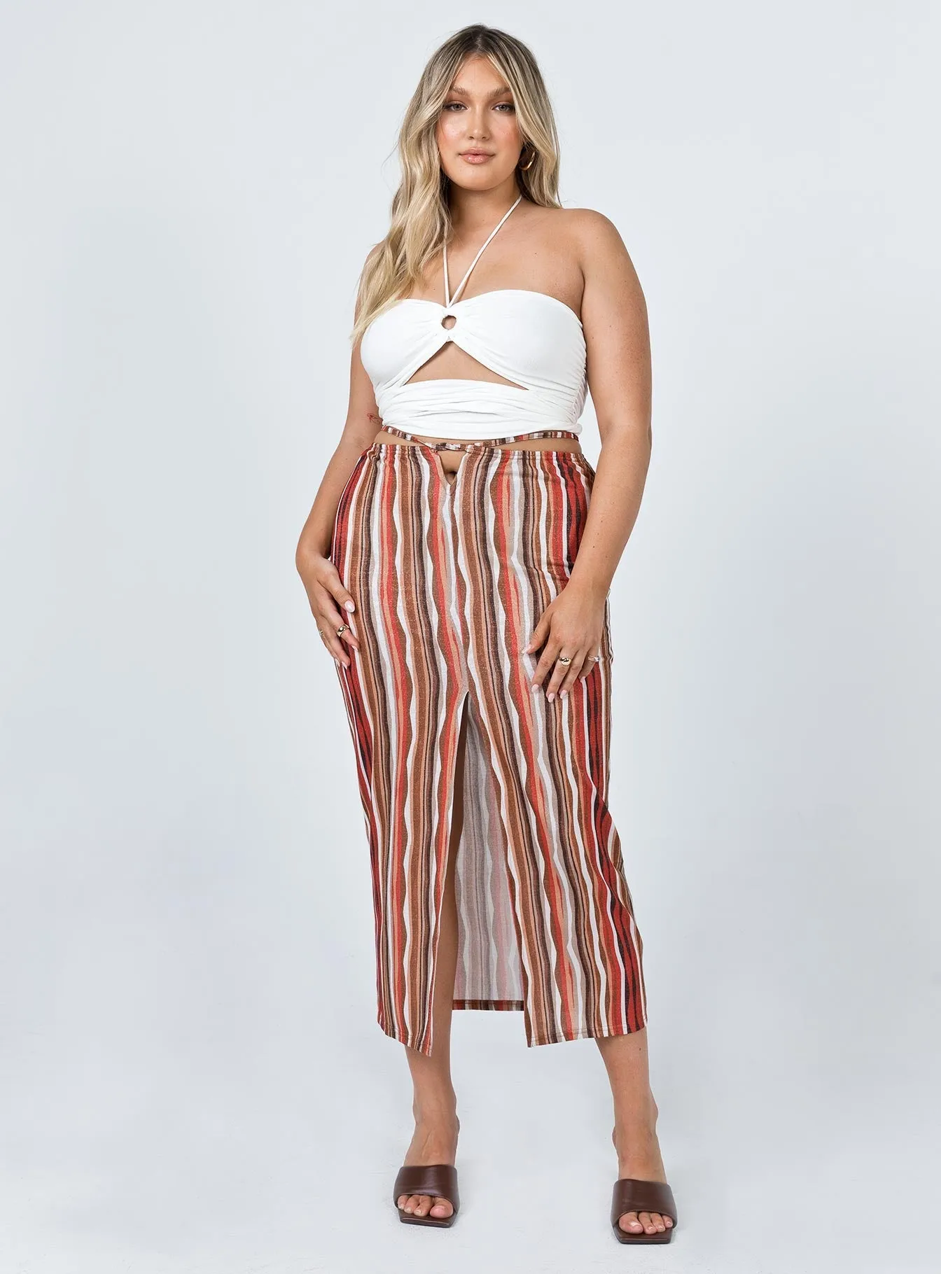 Molly Retro Stripe Midi Skirt Multi Street Edge