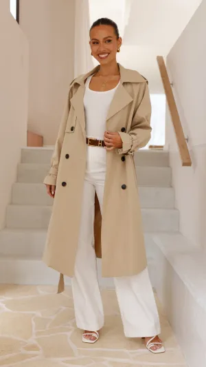 Samara Trench Coat - Beige Minimalist Aesthetic