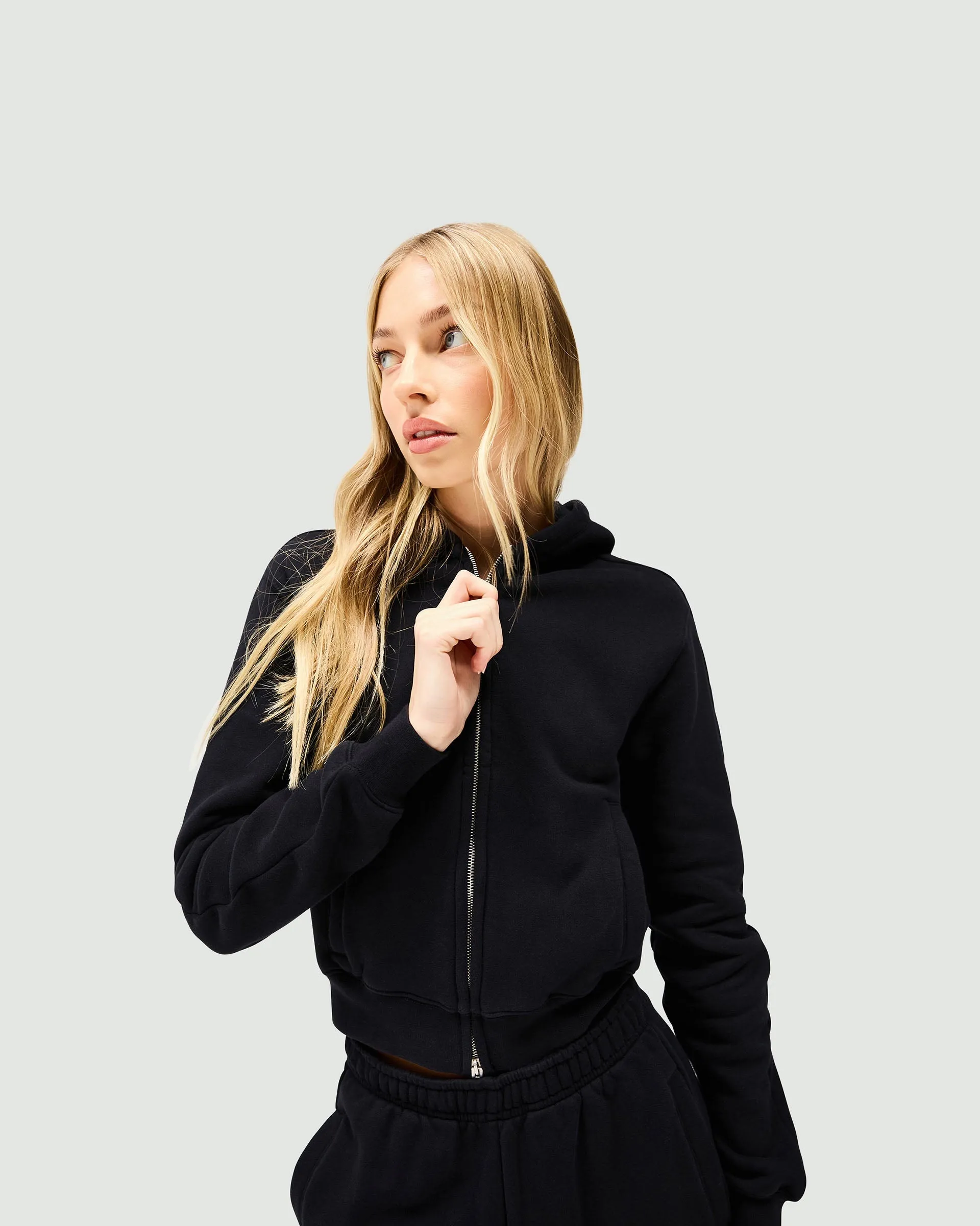 Essential Wear Brunch Outfit Owners Club Slim Zip Hoodie - Jet Black