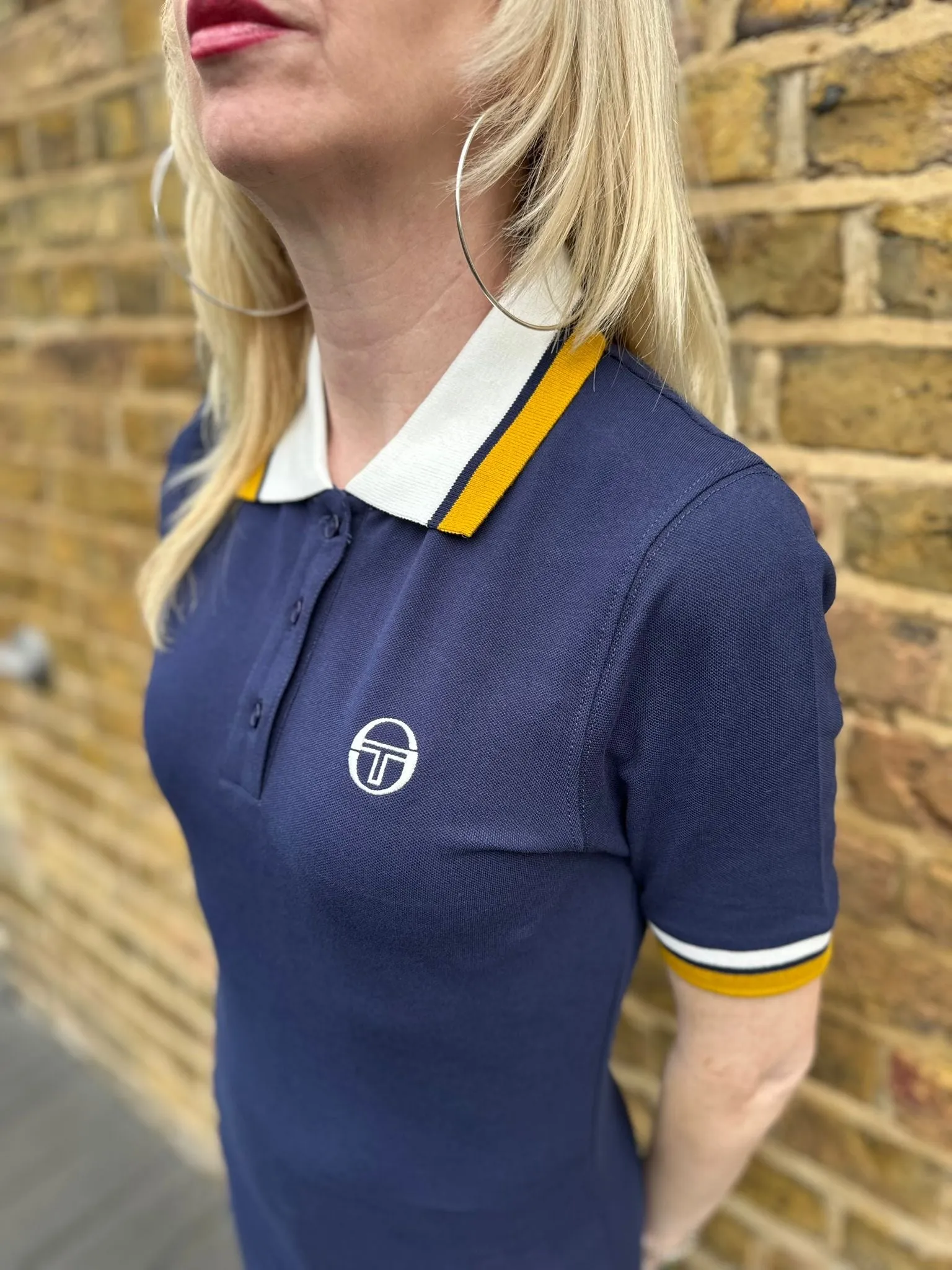 Gianna Maritime Blue / Gardenia - Polo Dress Wrinkle-Resistant LightweightMaterial