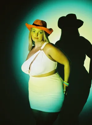 Fitted Style Greater Power Mini Dress White Curve