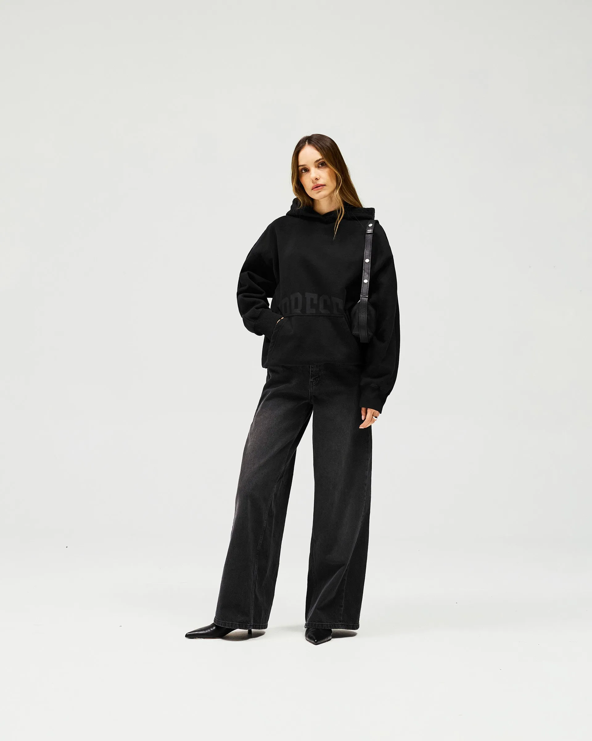 Retro Print product swimming suitability Boyfriend Graphic Hoodie - Black Coffee