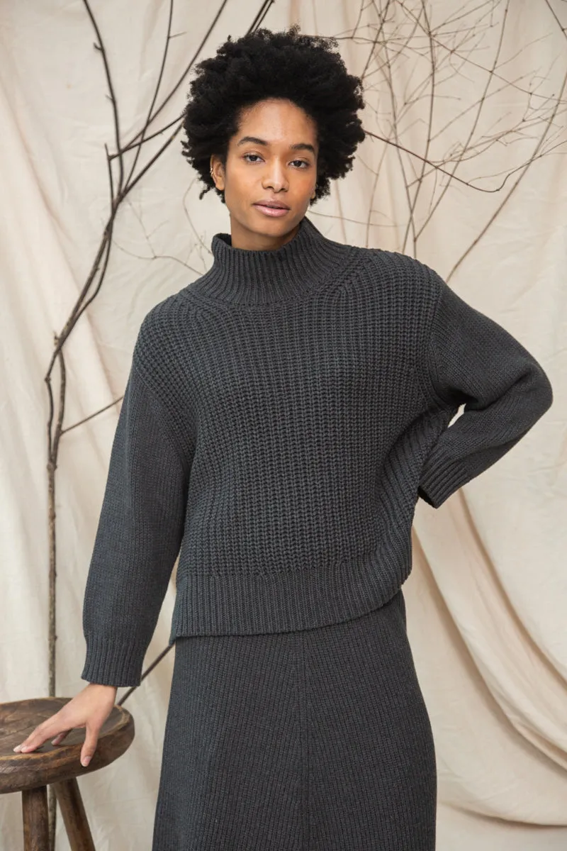 Tora Organic Cotton Knitted Jumper in Grey Marl Love Glow