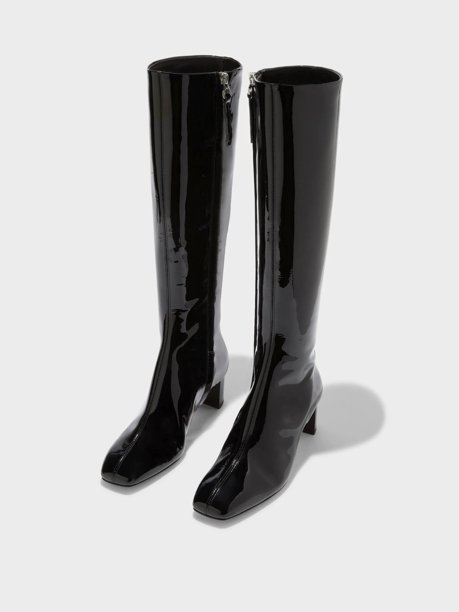 Marty Patent Knee-High Boots Compact Build