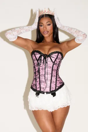 LACE OVERLAY SWEETHEART STRAPLESS BOW DETAIL CORSET Comfortable Design Comfy Layering