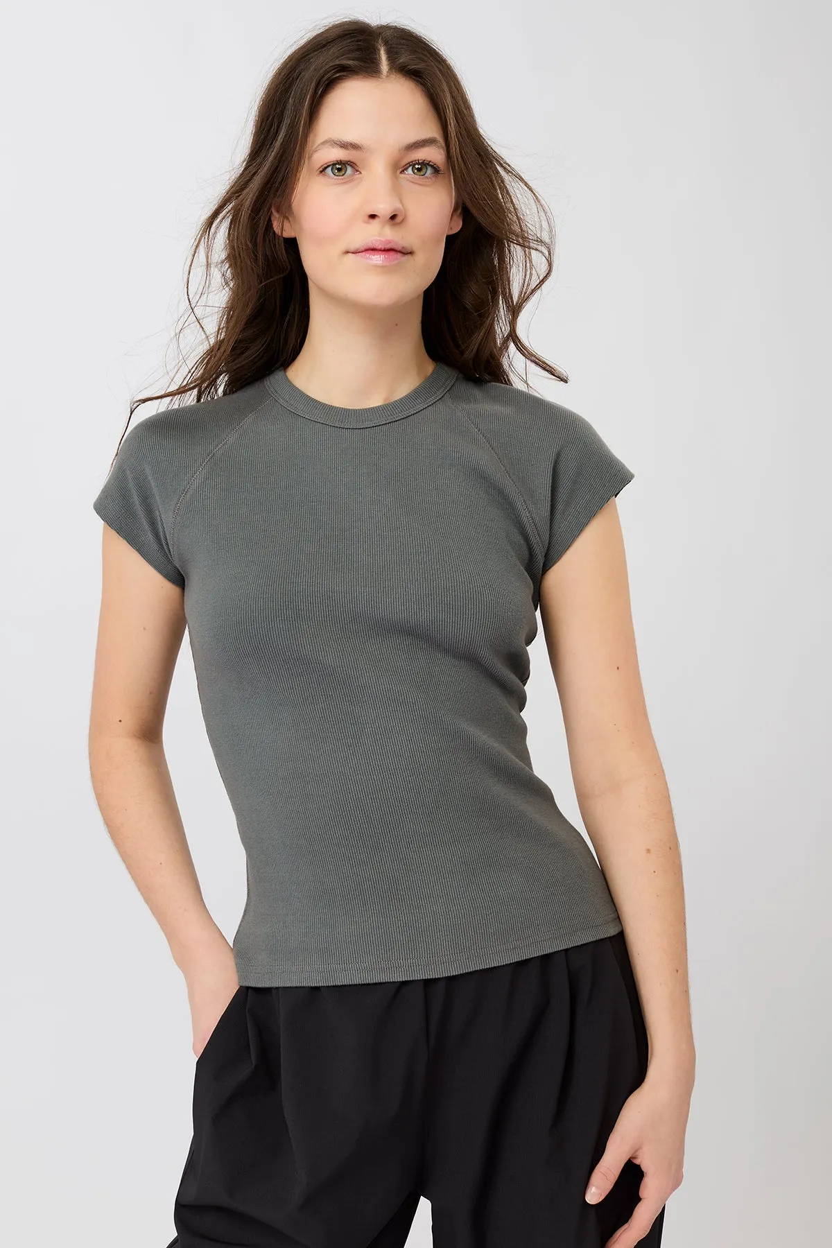 Kids clothing Breathable Performance Fit Slim Fit Ribbed Tee - Nox, GOTS