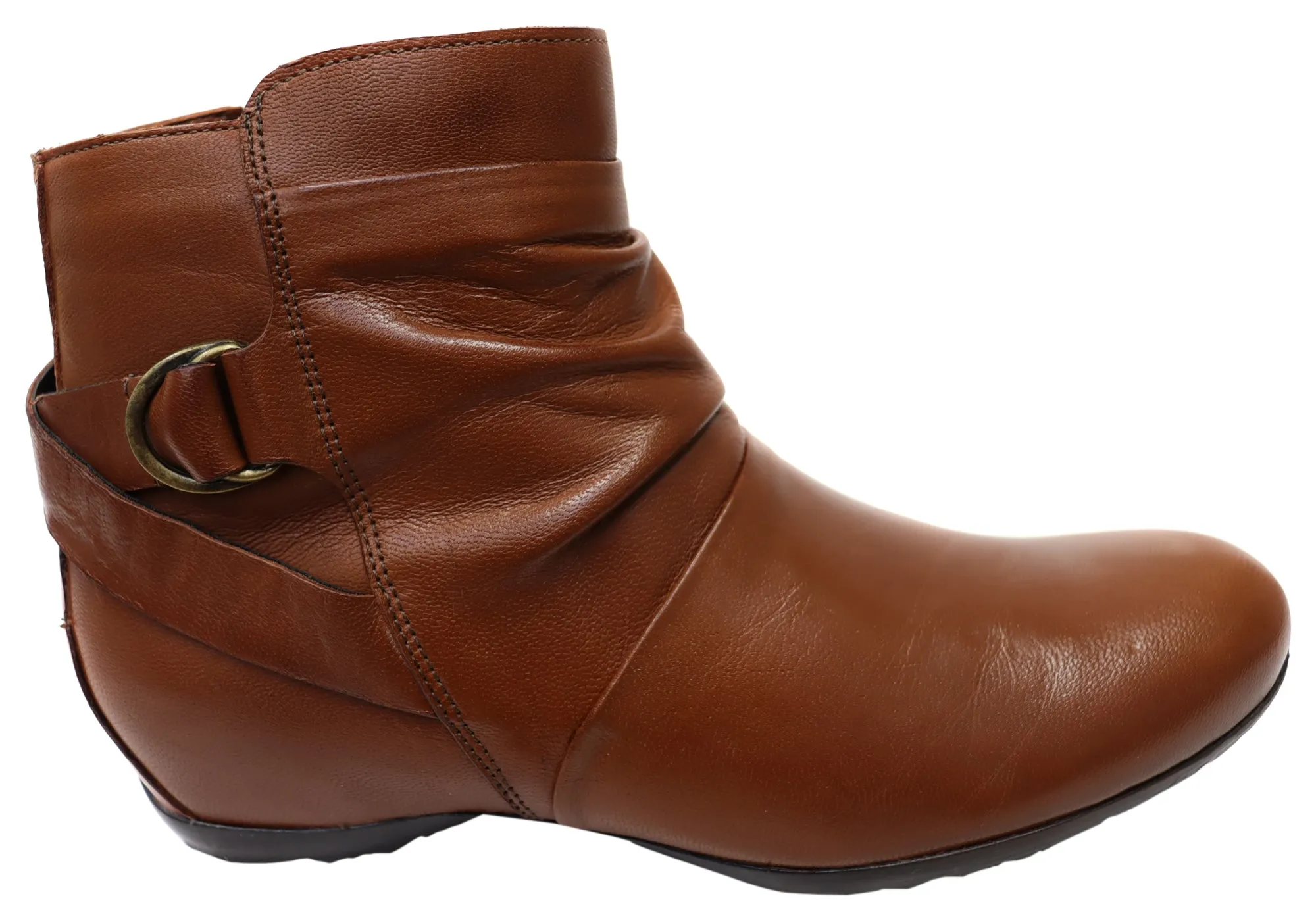 Via Paula Lush Womens Comfortable Brazilian Leather Ankle Boots Wedge Sole Soft Inner Lining