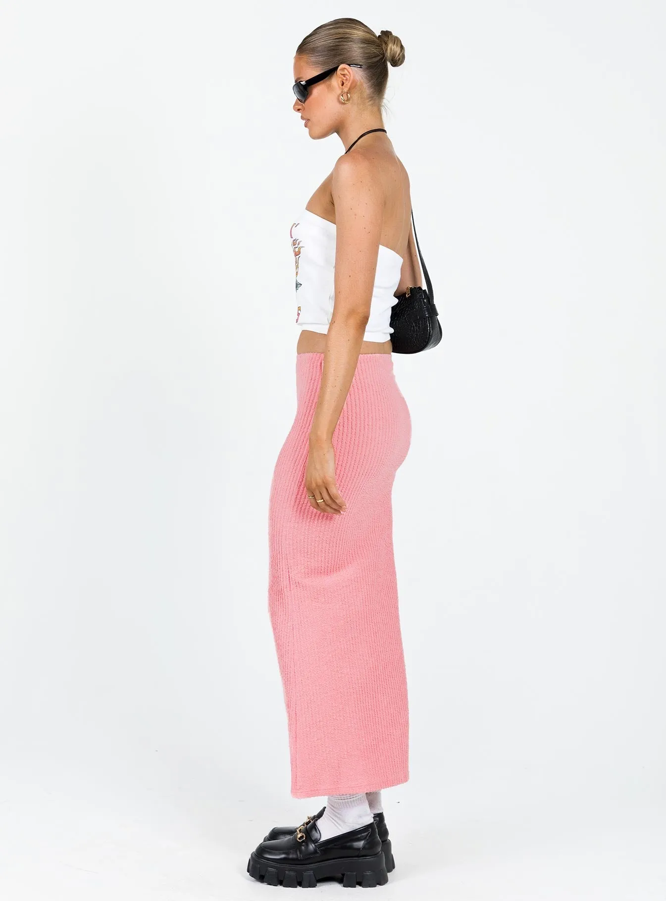 Simple looks Abstract Motif Jaynee Maxi Skirt Pink