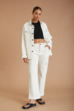 Stretchable Waist AF Denim Utility Pant (White)
