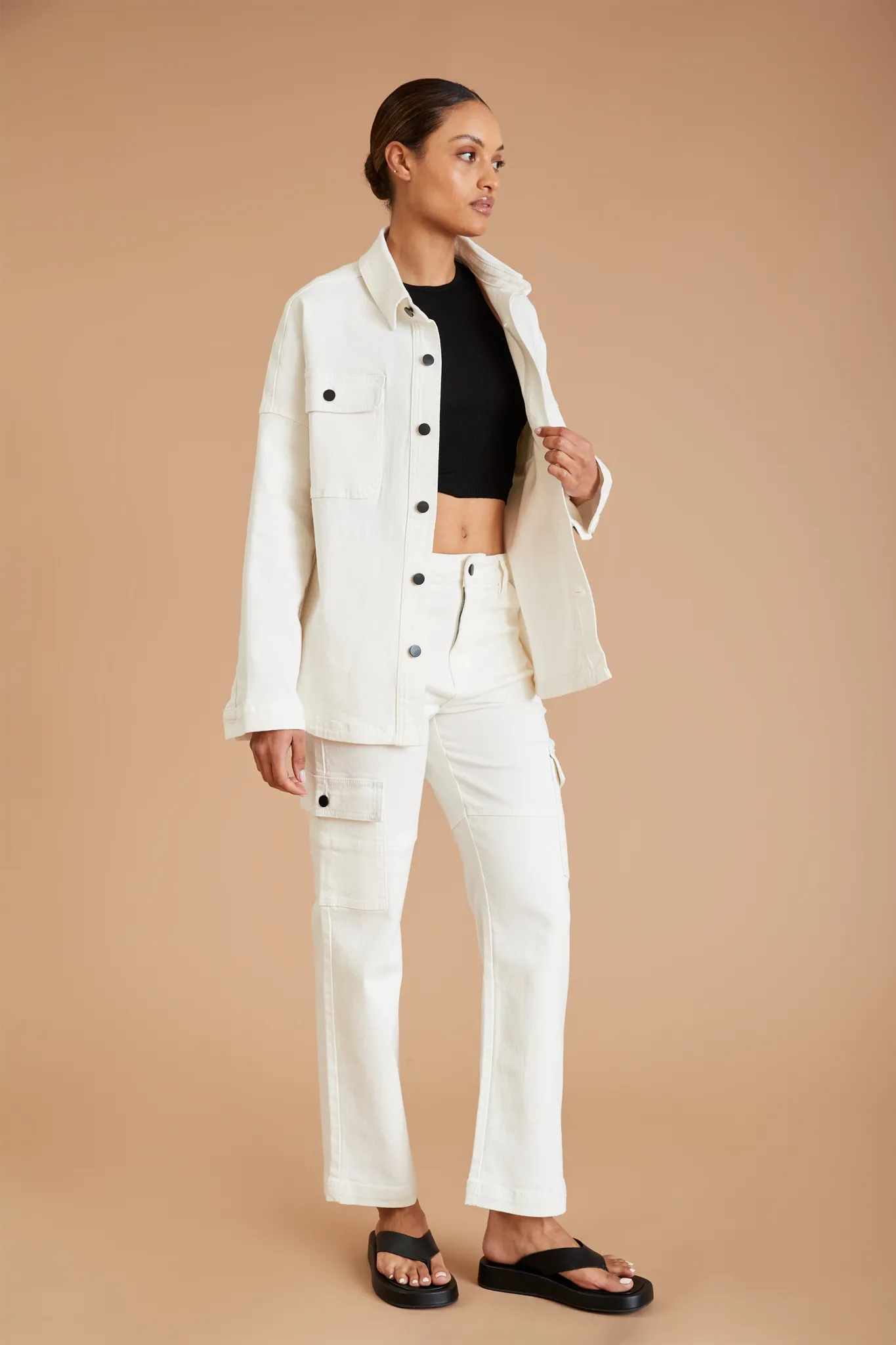 AF Denim Utility Pant (White) sport chic