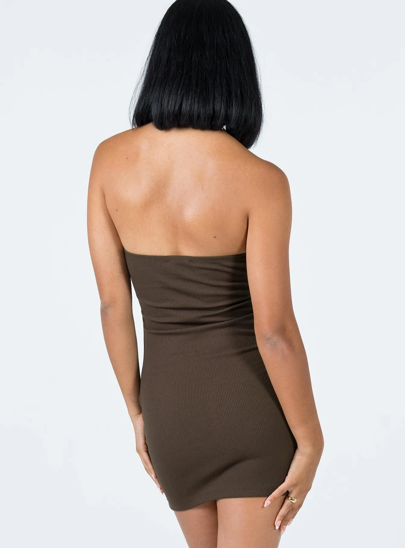 Garden Scene Trend Smart Becca Strapless Mini Dress Brown